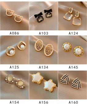 Großhandel B2B Silber pin Perle luftige Vintage Ohrringe A154 Gold